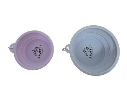 Pawfect Collapsible Silicone Pet Bowl + Carabiner Clip - Grey 650ml Large
