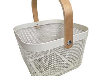 Mesh Storage Basket with Wooden Handle - Square
