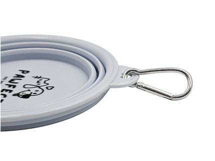 Pawfect Collapsible Silicone Pet Bowl + Carabiner Clip - Grey 650ml Large