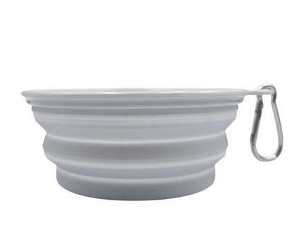 Pawfect Collapsible Silicone Pet Bowl + Carabiner Clip - Grey 650ml Large
