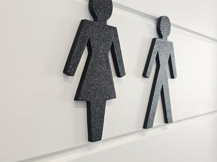 Male and Female Bathroom Sign Set - 3D