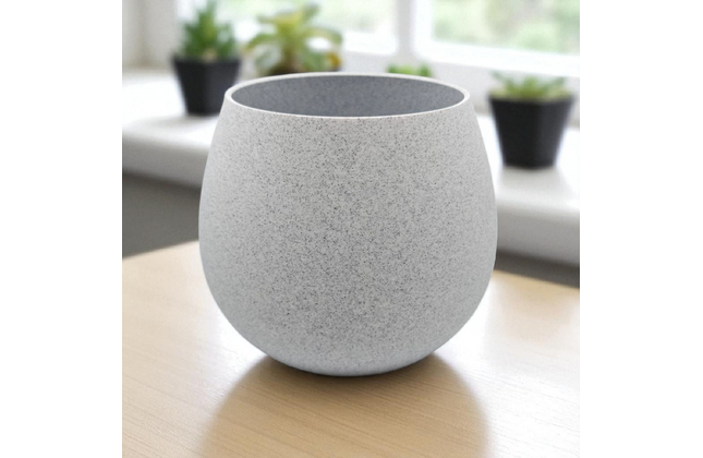 Round Planter Vase - Stone - 3D Printed