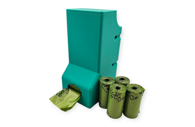 Pawfect Pet Poop Bag Dispenser - Pole Mountable - 3D Printed + 4 Poop Bag Rolls