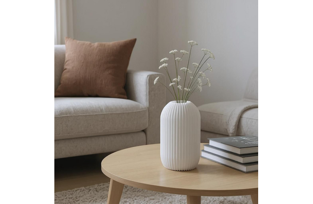 Straight Ribbed Vase - 3D Printed