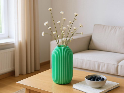 Straight Ribbed Vase - 3D Printed